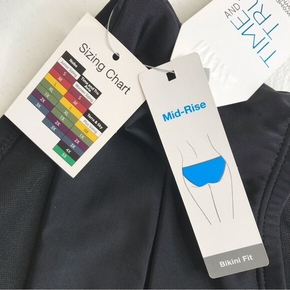 NWT Time and Tru Two Piece Bathing Suit Print Top Black Cutout Bottom Womens XL - Picture 12 of 16